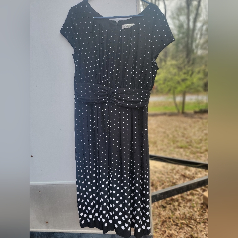Black with white polka dots dress size 14